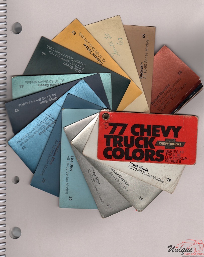 1977 GM Chevy Truck And Commercial Paint Charts Corporate 1
